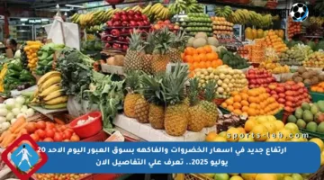 ارتفاع جديد في أسعار الخضروات والفاكهة بسوق العبور اليوم الأحد 20 يوليو 2025.. تعرف على التفاصيل الآن